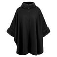 thumbnail image 6 of Ediodpoh Ladies Fashion Loose Plush Collar with Solid Color Windproof Cape Coat Elegant Outerwear Black, 6 of 7