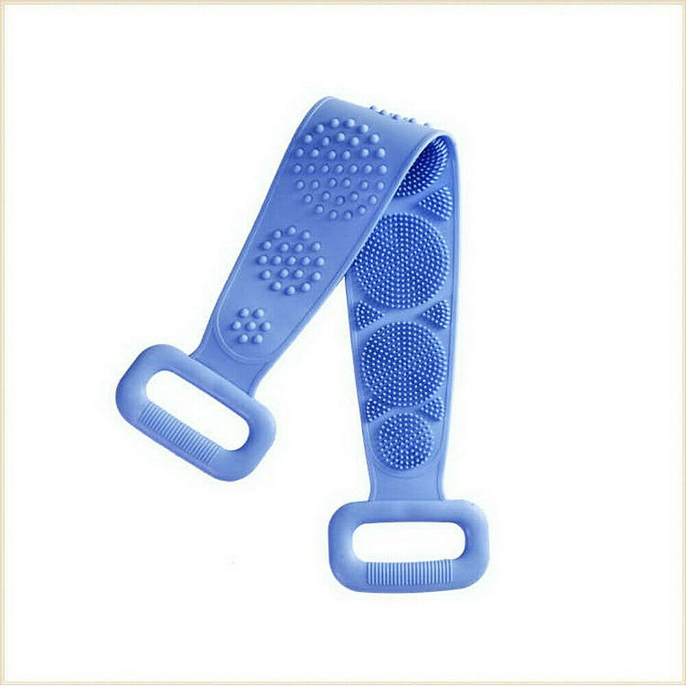 Silicone Bath Towel Rub Brush Pull Back Strip Scrubber Exfoliating