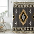 thumbnail image 6 of Polyester Fabric Gray Brown Boho Shower Curtain, Vintage Farmhouse Abstract Ethnic Motifs Waterproof Bathtub Curtain Bathroom Decor Set with Hooks 72 x 84 Inches, 6 of 6