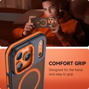 iPhone 17 Pro Max Case 6.9 - DOMAVER Magnetic Case Compatible with Mag-Safe | Translucent Matte Finish | Shockproof & Anti-Scratch Protection | for iPhone 17 Pro Max Case - Black/Orange
