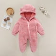thumbnail image 3 of 2PCS Baby Fleece Jumpsuit Infant Girls Zipper Footie Bear Ear Hooded Romper Long Sleeve Newborn Onsies Hunting Snowsuit, Pink, 3 Months, 3 of 7