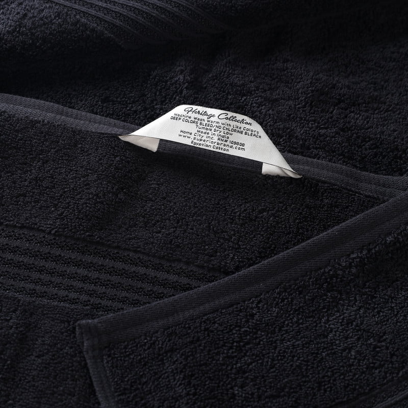 Superior Egyptian Cotton Absorbent Black Bath Towel Set of 4
