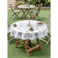 thumbnail image 3 of Outdoor Tablecloth with Umbrella Hole and Zipper, Christmas Round Table Cloth 60 Inch Waterproof Tablecloth, Xmas Blue Snowflakes Winter Modern Minimalist Picnic Table Cover for Patio Camping, 3 of 7