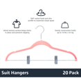 thumbnail image 3 of VECELO 20-Pack Velvet Clothes Hangers, 16.5in Heavy-Duty Hangers with Adjustable Clips, Non-Slip, Space-Saving, Pink, 3 of 5