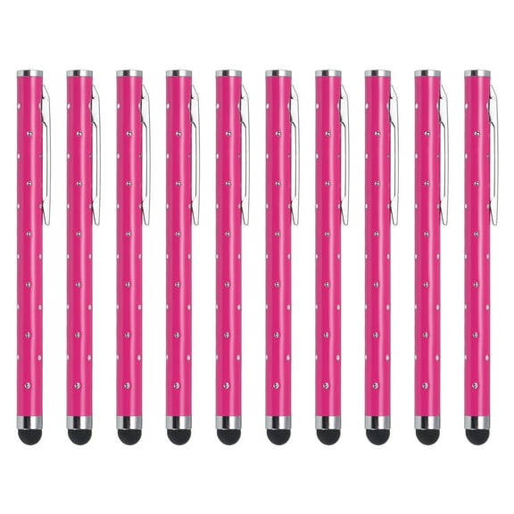 Uxcell 10Pcs Glitter Rhinestone Stylus Pens for Touch Screens Universal Metal Capacitive Pen Rose Red