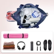 WANDF Travel Duffle Bag Gym Bags with Shoe Compartment, Lightweight Weekender Overnight Personal Item Bag for Men Women, Waterproof Bag for Gym Sports Traveling Swimming Yoga(Blue Bag)