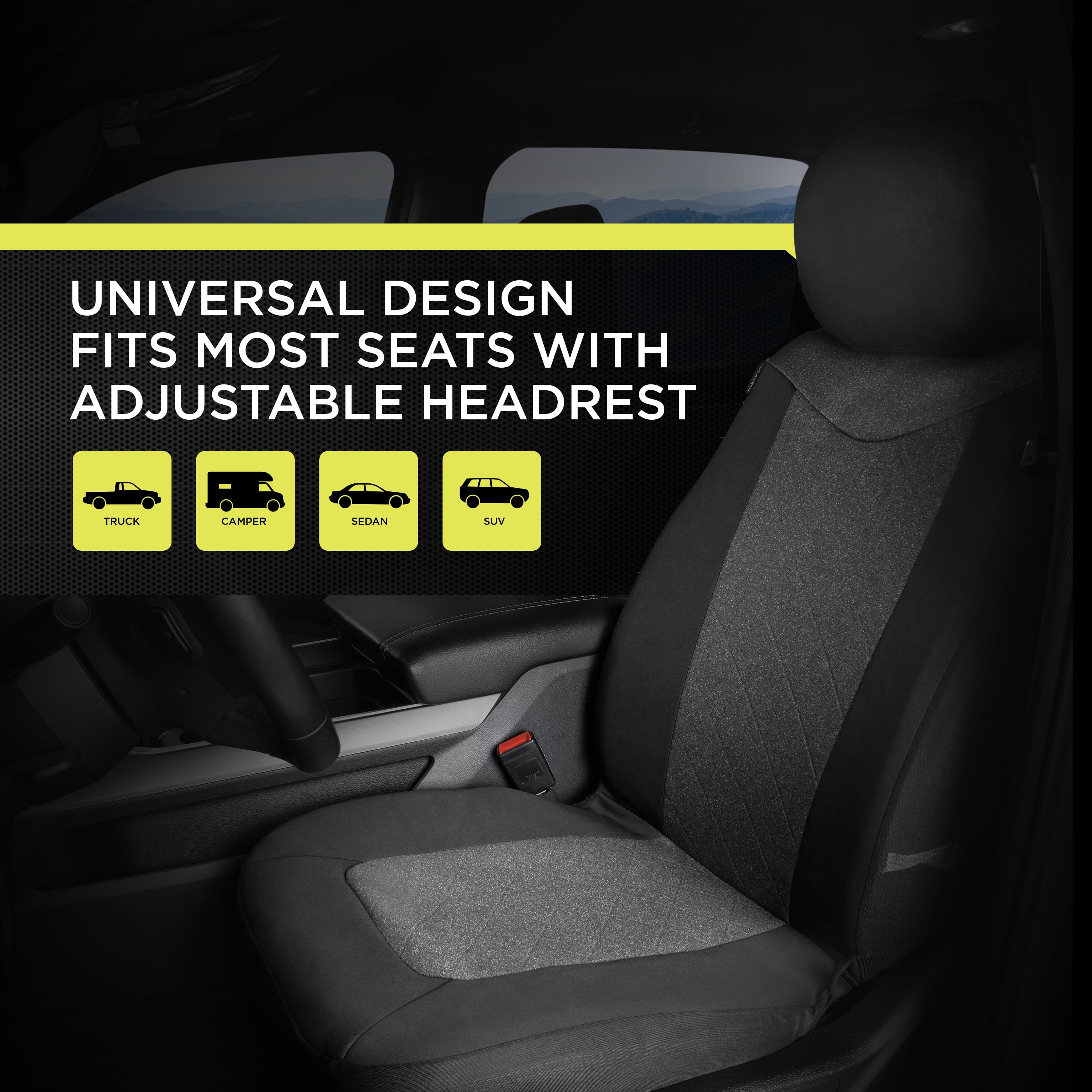 Auto Drive 3 Piece Wetsuit Seat Covers Black and Gray, Universal Fit, SC534004