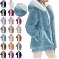 thumbnail image 2 of Fuzzy Fleece Jacket for Women Sherpa Long Sleeve Casual Zipper Faux Fur Coat with hooded Fashion Sweatshirt Winter Warm Outwear with Pockets, 2 of 7