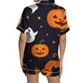thumbnail image 4 of ChenYiFH Under $12 Halloween Pajamas Women 2025 Fall Costume Graphic Button Up Sleepwears Loungewear Ladies Ctue 2 Piece Top and Shorts Pjs Sets Black M, 4 of 5