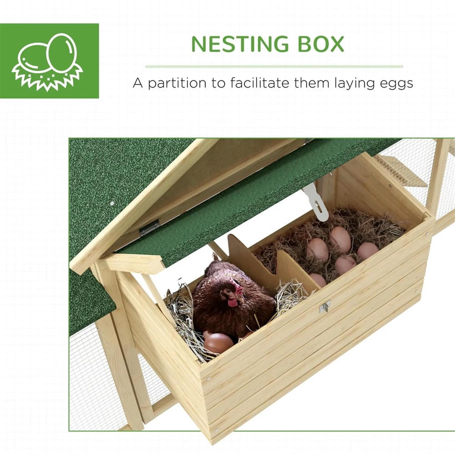 Demi Bonn 80" Wooden Chicken Coop with Nesting Box, Double Runs, Pull-out Tray, Outdoor Hen House for 2-4 Chickens, Large Rabbit Hutch, Beige
