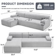 thumbnail image 3 of 107” Modular Sectional Sofa, Modern Sofa Couch for Living Room, High Density Sponges Cloud Couch Sectional, L-Shape Couches for Living Room, LightGrey, 3 of 8