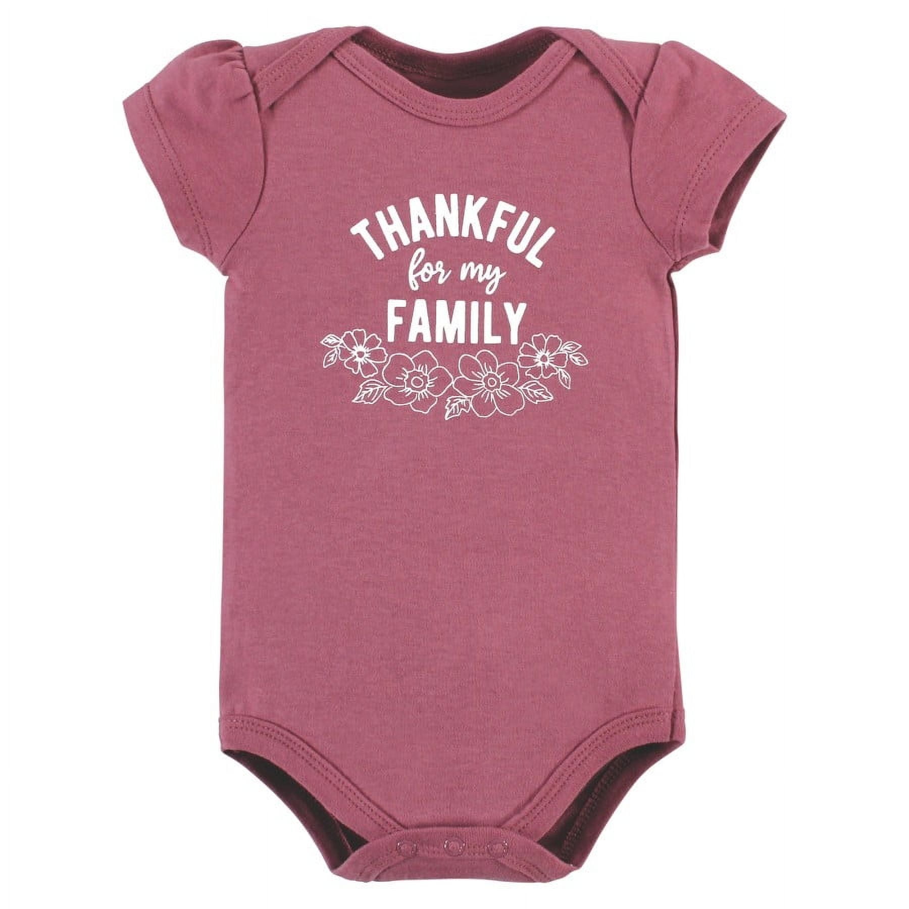 Hudson Baby Infant Girl Cotton Bodysuits, Thankful Floral, 9-12 Months