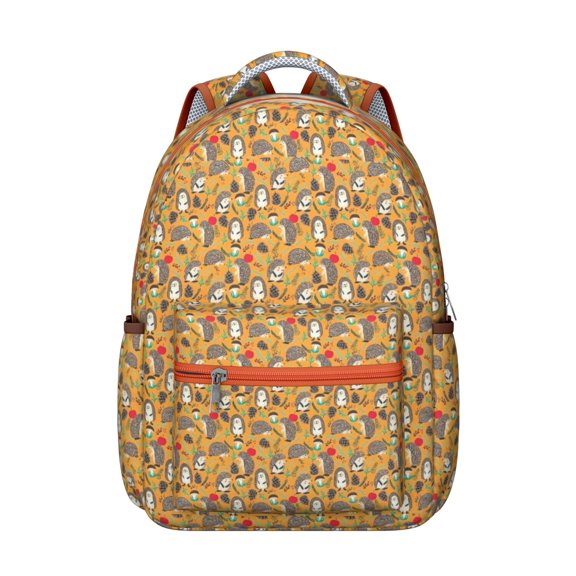 Hedgehog Apple Mushroom Backpack for School,Cute School Bag,Schoolbag with Adjustable Shoulder Straps & Padded Back,15.3"x11"x7.1".