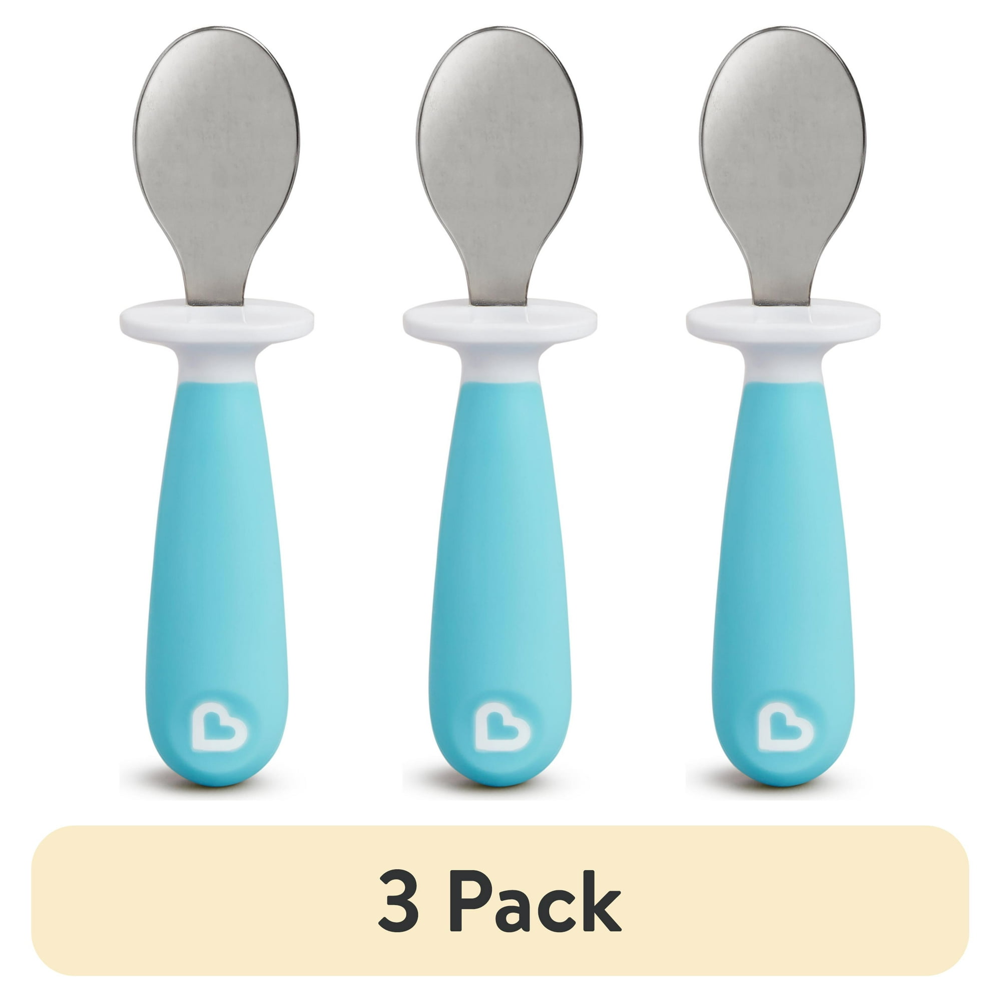 (3 pack) Munchkin® Raise™ Toddler Fork & Spoon Utensil Set, Blue
