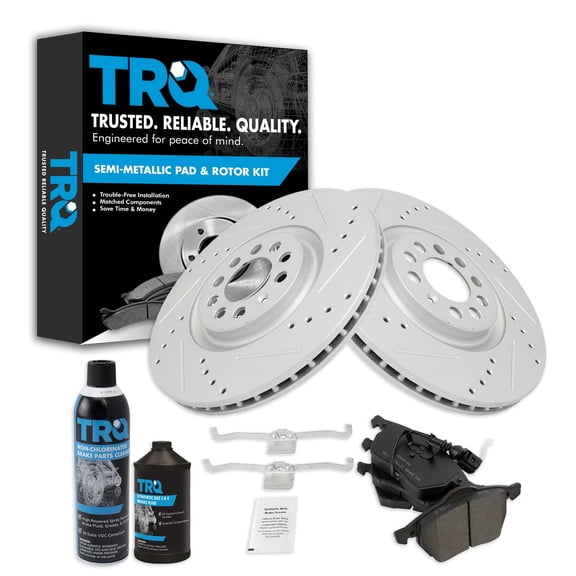 TRQ Brake Performance Rotor Metallic Pad Front Kit w/Fluids for VW VW Golf Jetta BKA21497 Fits select: 2000-2006 AUDI TT, 2004 VOLKSWAGEN JETTA GLS