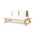 thumbnail image 5 of GDF Studio Bowie Outdoor Acacia Wood Loveseat with Cushions, White and Teak, 5 of 12