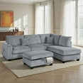 thumbnail image 6 of Roe 3pc Sectional Sofa Set w Chaise, Ottoman, 2 Pillows, Fog Gray, 6 of 6