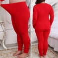 thumbnail image 6 of Rigardu Thermal Underwear for Women Crew Neckwomen's Thermal Underwear Long Top & Bottom Set Solid Color Mm Plus Plus Size Long Underwear Wool Plus Light Women's Thermal Underwear Sets Red 5Xl, 6 of 8