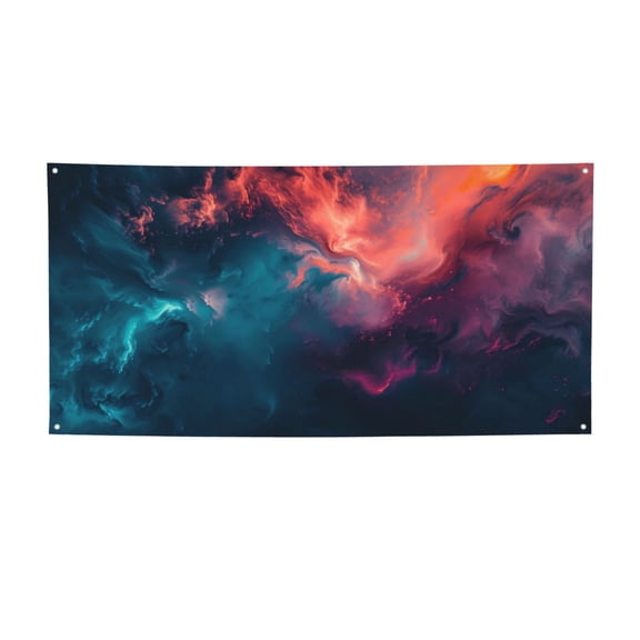 Picia Cosmic Paint Swirl Pattern Party Banner, Festive Decoration, Holiday Banner, Celebration Decor, Event Banner, Reusable Party Banner-Small