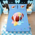 thumbnail image 4 of meiyoeat Blue Football Ice Cream Bed Sheets for Boys, Sprinkle Ball Sport Full Size Sheets, 4-Piece, 1 Flat Sheet, 1 Fitted Sheet and 2 Pillowcases, 4 of 5