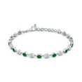 thumbnail image 2 of ANGARA Bezel-Set Oval Lab Grown 1.32 Ct Emerald and Diamond Tennis Bracelet for Women in 14K White Gold (Size-4x3mm) | May Birthstone, Anniversary, Jewelry Gift for Women | Lab-Grown Emerald Bracelet, 2 of 6