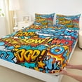 thumbnail image 4 of Feelyou Cartoon Art Twin Sheet Sets for Teens, Vintage Hip Hop Graffiti Twin Fitted Sheet, Game Boy Flat Sheet, Ultra Soft Bedroom Decor, 3 Pieces, 4 of 8
