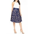 thumbnail image 4 of Women's Vintage Casual A-Line Printed High Waist Bow Tie Belted Knee-Length Midi Skirt, 4 of 6