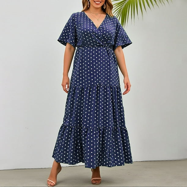WILLBEST Vestidos Casuales para Mujer Fiesta Vestido Largo Bohemio de Verano de Talla Grande para Mujer, Vestido Informal Holgado para Playa, Vestido Largo para Vacaciones y Fiestas Extra Grande