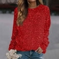 thumbnail image 2 of Women's Glitter Sparkle Long Sleeve Pullover Sweatshirt Casual Loose Fit Crew Neck Tops, 2 of 5