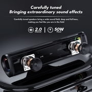 Kivdit Sound Bar for TV,50W Bluetooth 5.3 Soundbar with Built-in Subwoofer,2.0ch Home Theater Speakers with LED Lights,3D Surround Sound System TV Speakers,HDMI-ARC/Optical/AUX/USB Connect