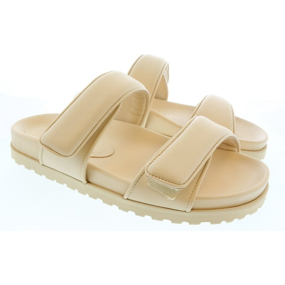 Gia Borghini Cream Gia x Pernille Double Strap Leather Slides 11 for Womens