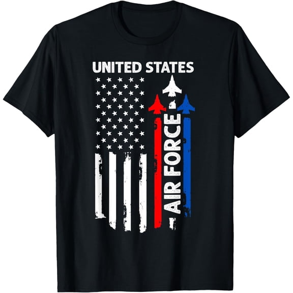 United States Air Force American USA Flag July 4th Patriotic T-ShirtMen's and women's gift, black and white T-shirt, size: Extra large S-4XL