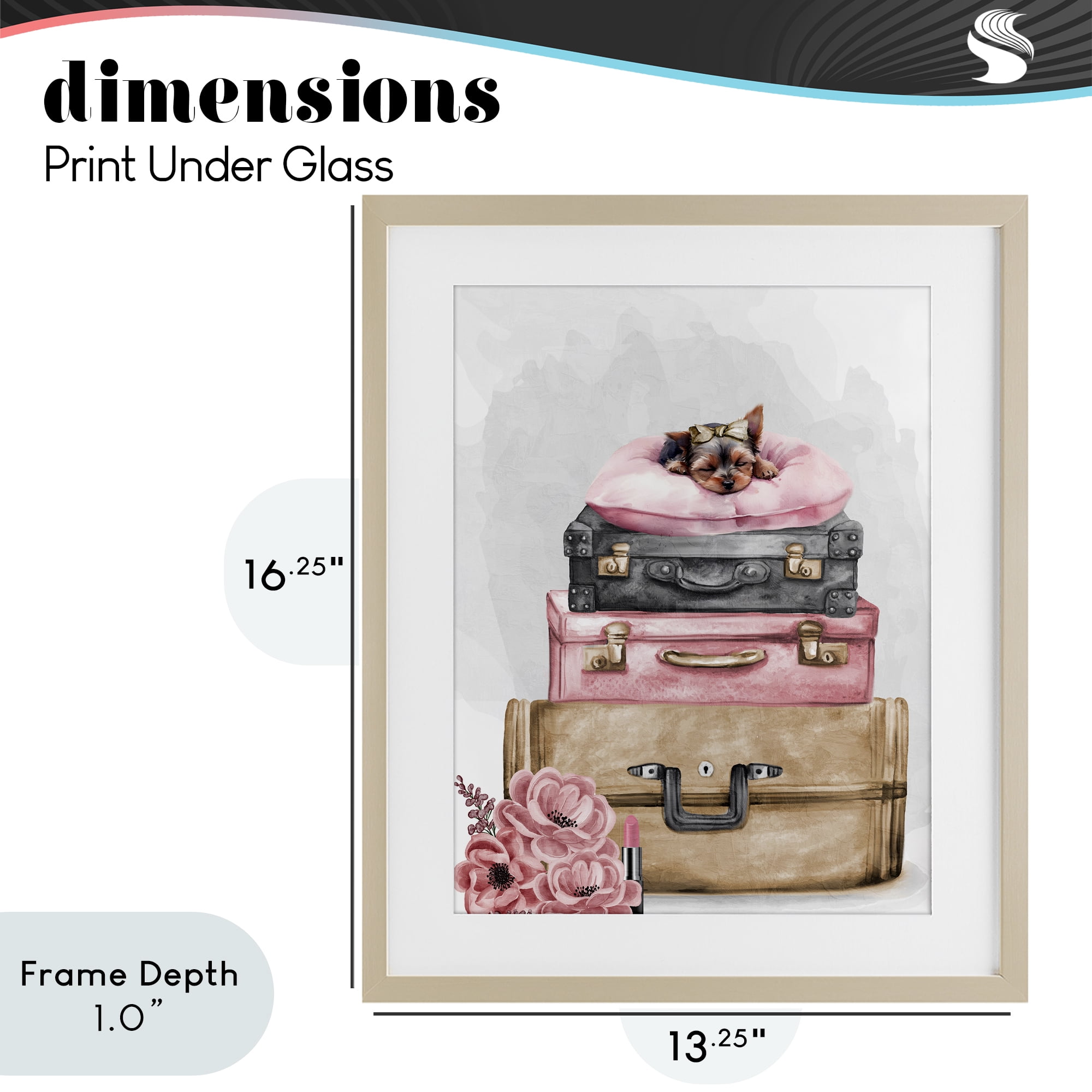 Stupell Industries Sleepy Pup Travel Birch Framed Print Under Glass, design by Kim Allen