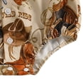thumbnail image 4 of larppty Newborn Infant Western Baby Boy Clothes Cowboy Button Down Dress Shirt Bubble Romper Bodysuit Country Style Outfit（Brown， 6-12 Months）, 4 of 6