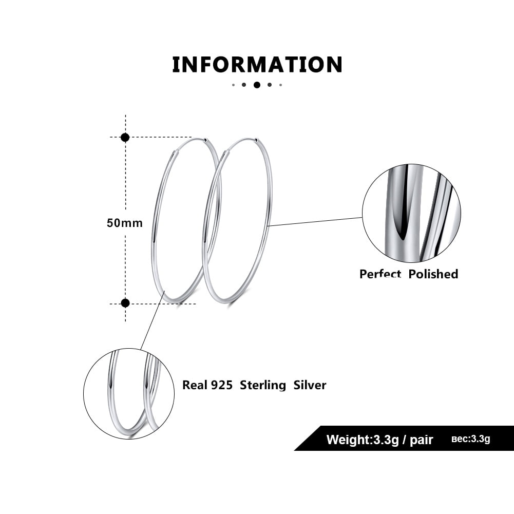 Thin Hoop Earrings for Women Classic Thin Sterling Silver Womens Ginger Lyne Collection