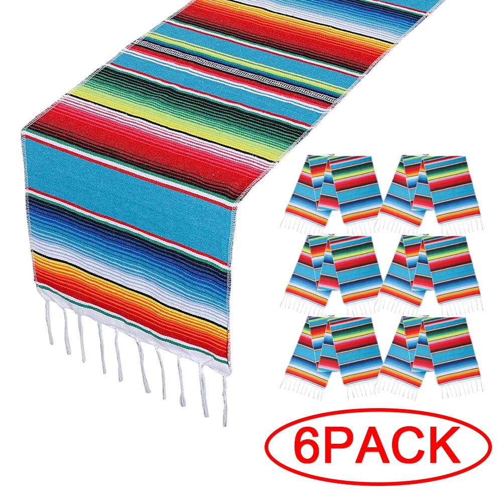 Mexican Party Decoration Mexican Serape Blanket 14 x 84 Inch Fringe