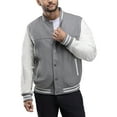 thumbnail image 4 of X RAY Jeans Mens Wool Varsity Bomber Jacket with Grainy PU Sleeves, Grey/White, 2XL, 4 of 9
