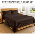 thumbnail image 2 of SGI Bedding 600 TC Full-XL Size 4 Pc Sheet set - 100% Egyptian Cotton Sheets Sateen Weave, Breathable, 15" Deep Pocket, Hotel Luxury Soft Bed Sheets, Chocolate, 2 of 7