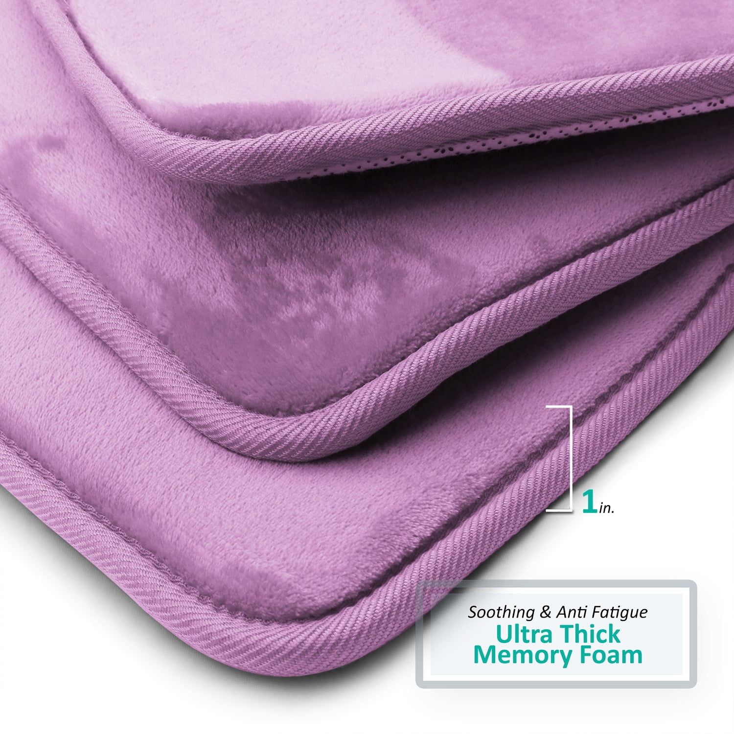 Clara Clark Set of 3 Absorbent Memory Foam Bath Mat Bathroom Rugs, 20x32, 17x24 and Contour Bath Rug, Lavender Dream