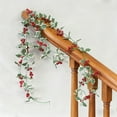 thumbnail image 4 of Christmas Artificial Garlands, Xmas Berry Holly Leaves Garland Faux Greenery Garlands Winter Snowy Red Berries Hanging Vine for Wedding Party Home Decoration, 4 of 4