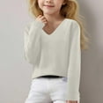 thumbnail image 4 of JAHH Lightweight Sweaters for Girls Cute V Neck Soft Knit Pullovers Teens Casual Loose Spring Long Sleeve Tops for Casual Soft Comfortable Clothing(10-11 Years,Beige), 4 of 6