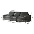 thumbnail image 6 of 107'' Black Corduroy Sectional Sofa, 3 Seater Modern Modular Oversized Upholstered Couch with Comfy Pillows Deep Seat And Square Arm For Living Room Bedroom Apartment Office (Black, 3 Seater), 6 of 7