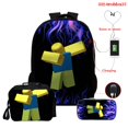 thumbnail image 1 of Roblox mochila de impresión Digital 3D de tres piezas, bolsa de almuerzo, estuche de lápices, cremallera a todo color, regalo escolar, 1 of 3
