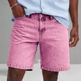 thumbnail image 2 of kosheko Mens Denim Shorts, High Waist Straight Leg Cut, Washed Fabric with Slim Fit for Daily Business Casual Occasions Pink XXXL, 2 of 5