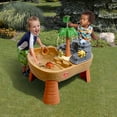 Step2 Dino Dig Brand Plastic Sandbox and Water Table for Toddlers with 7piece Dinosaur Playset