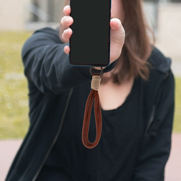 STRANDCHIC Keychain Cord for Office Phone Lanyard Brown Metal Polyester Fashionable Design 1Set