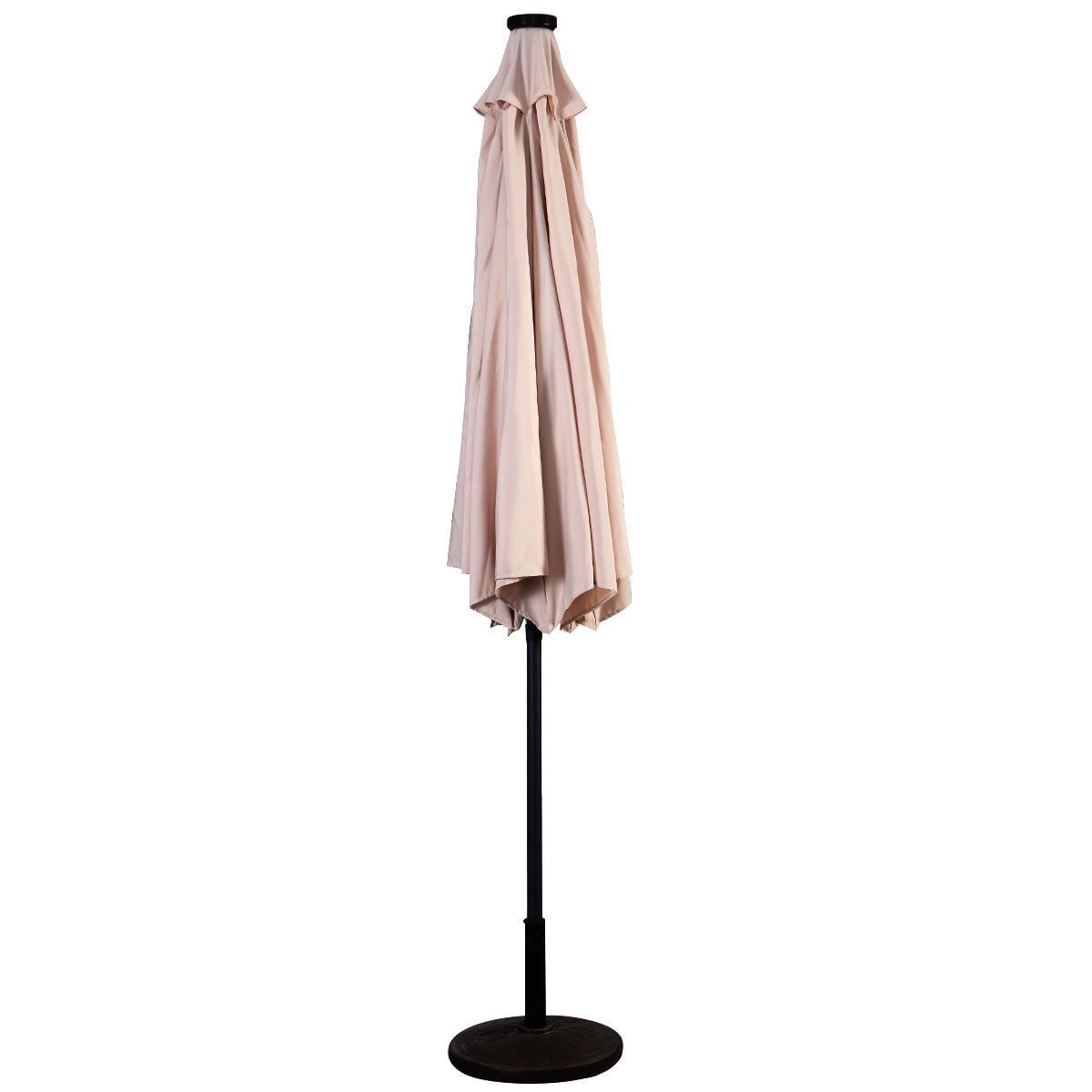 Costway 10ft Patio Solar Umbrella LED Patio Market Steel Tilt w/ Crank Outdoor Beige