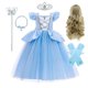 thumbnail image 3 of Disfraz de princesa Cenicienta Rapunzel para niñas, disfraz de Bella, Blancanieves, Aurora, Elsa, fiesta de cumpleaños y Halloween, 3 of 4