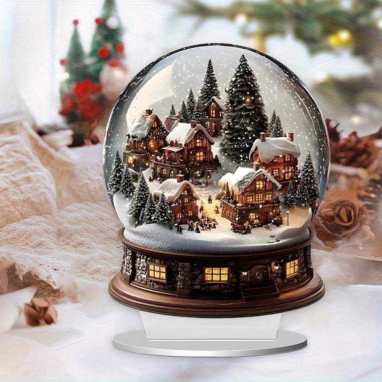 7.87 Inch Christmas 2D Acrylic Ball Ornaments,Printed Snow Globe Scene ...