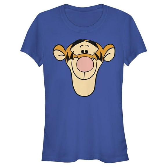 Junior's Winnie the Pooh Tigger Big Face Graphic Tee Royal Blue 2X Large